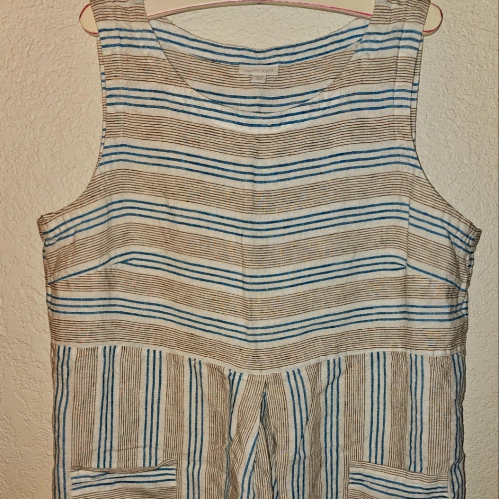 J. Jill Love Linen Striped Sleeveless Shift Dress Relaxed Casual Women XL Petite